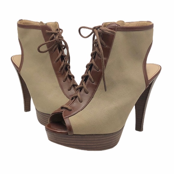 Marc Fisher Peep Toe Lace Up Ankle Booties